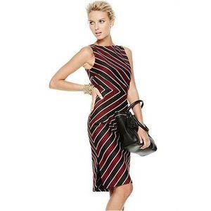 New York & Company Ruched Side Striped Sheath Dress 6